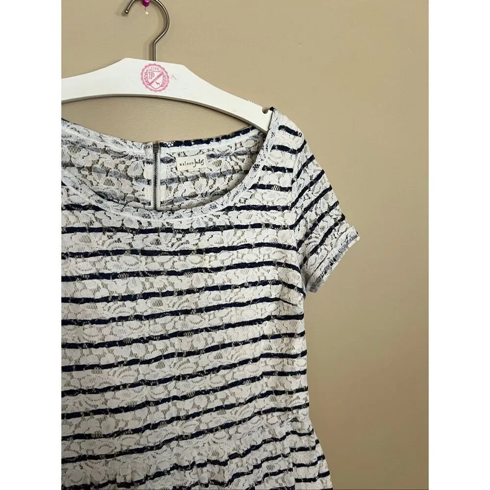 Maison Jules White With Blue Stripes Dress Woman’s Size Large